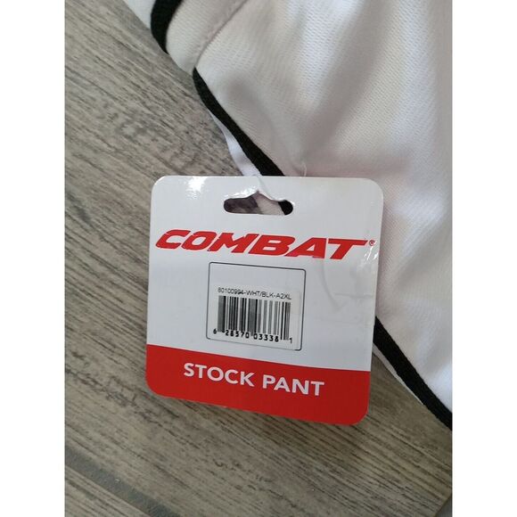 COMBAT PIPED STOCK OPEN BOTTOM BASEBALL/SOFTBALL PANTS, WHITE & BLACK ~ MENS 2XL - Picture 2 of 7